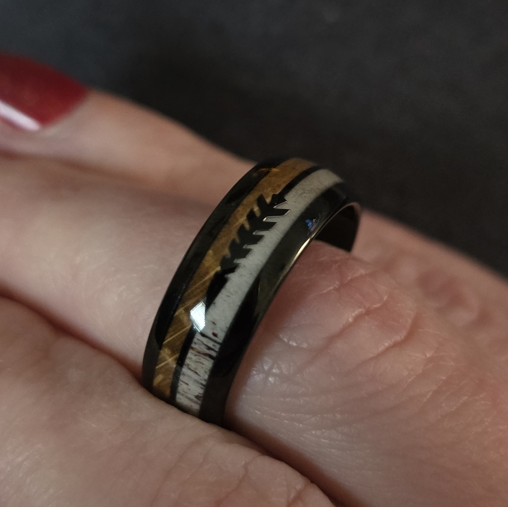 Deer Antler and Whiskey Barrel Ring - Picture 6 of 7